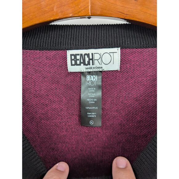 Beach Riot Y2K Skull Sweater Black Pink Heart Knit Pullover XL Avril Goth Grunge - Picture 3 of 3